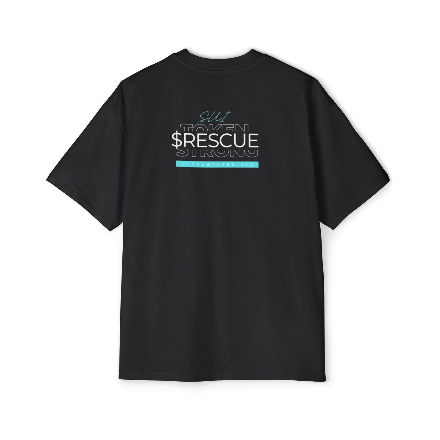 Men's Heavy Oversized Tee with $RESCUE TOKEN Design – Casual Statement Wear for Crypto Enthusiasts